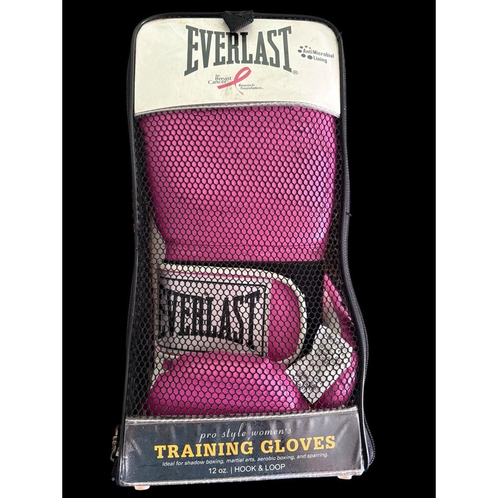 Everlast pro style women’s training boxing gloves in pink, 12 oz size New